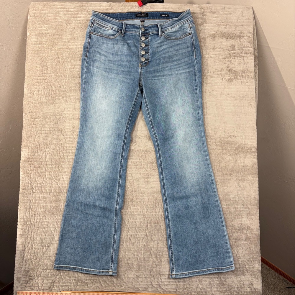 Judy Blue High Rise Button Fly Bootcut Jeans Medium Wash JB82551MD Mens 15/32
